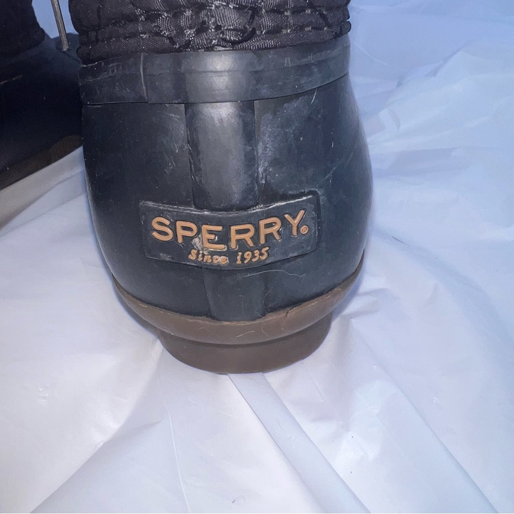 Sperry Black Saltwater Rubber Duck Boots Girl's Big Kids Size 3 Waterproof - Picture 10 of 13